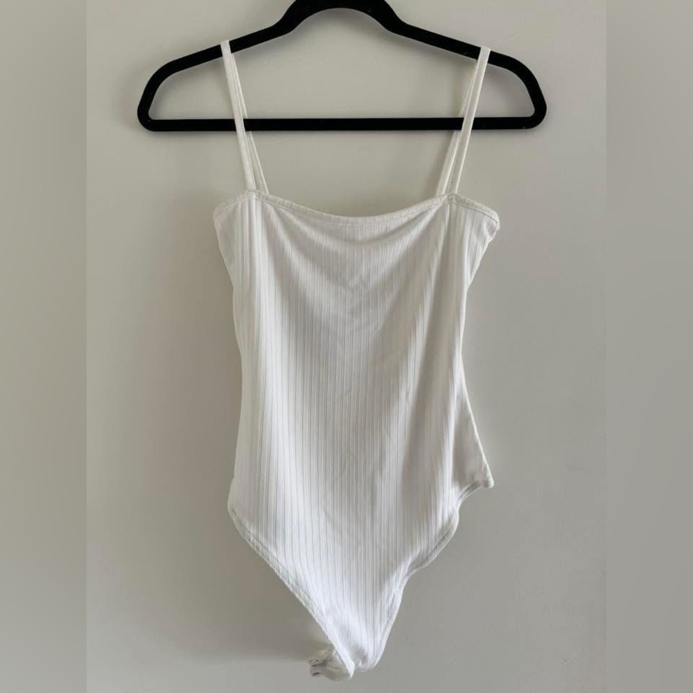 White Ribbed Bodysuit NWT